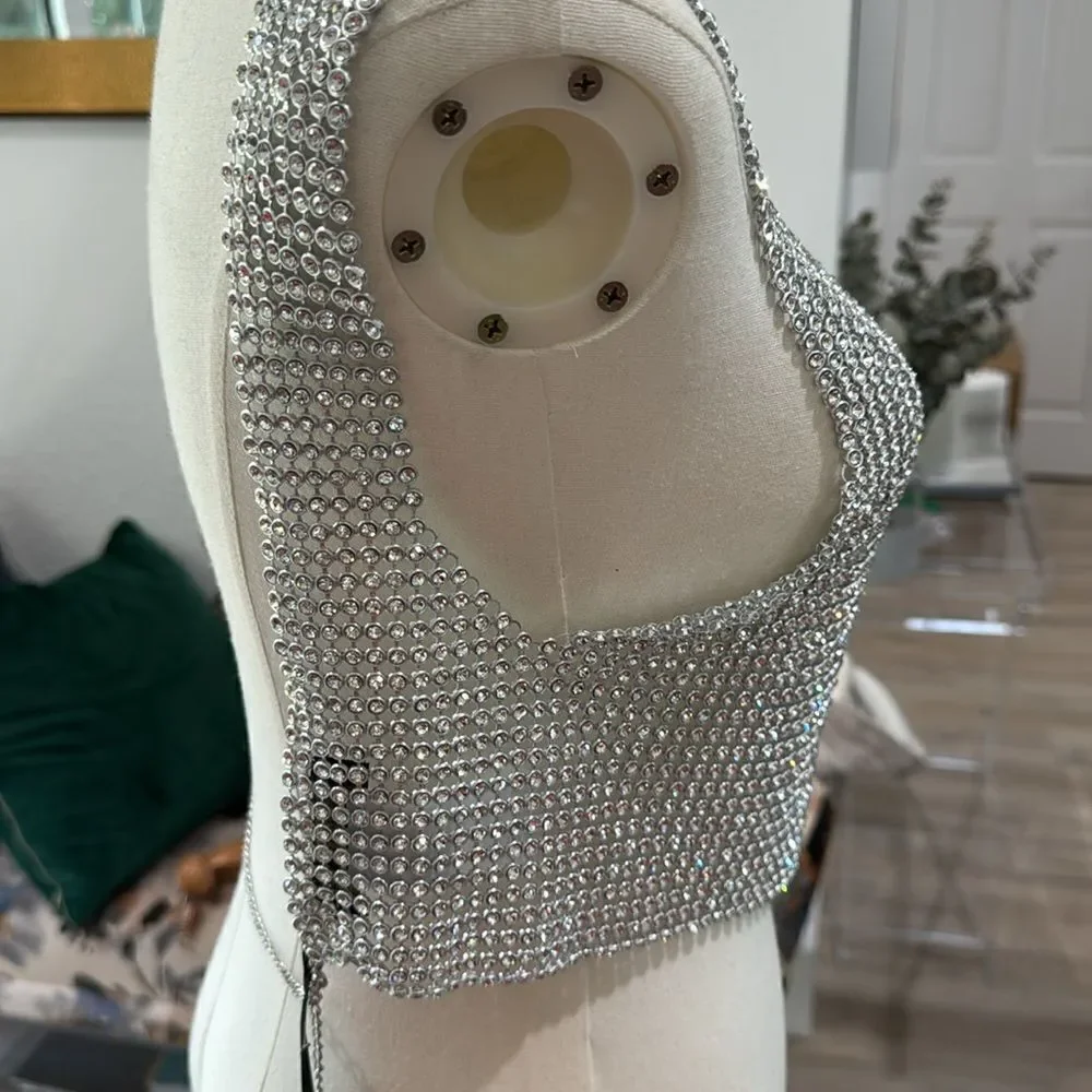 House of Harlow 1960 Silver Embellished Top - Picture 2 of 3